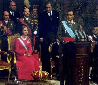 Prince Juan Carlos proclaimed King in 1975.