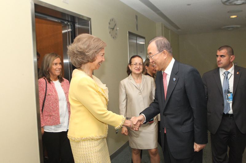 Queen Sofia also met with U.N. Secretary General Ban Ki Moon and spoke at a development work meeting. © Casa de S.M. el Rey / Borja Fotógrafos 
